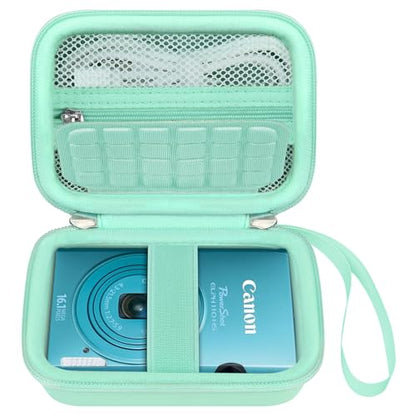 Elonbo Carrying Case for Canon PowerShot ELPH 360 HS A/ 360 HS/ 360/ IXY 650 Digital Camera, Canon PowerShot ELPH 330/190/160/115/130/110 Camera Hard Travel Bag, Mesh Pocket fits Cable, Light Green - color: Light Green