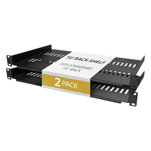 StarTech 2-Pack 1U Vented Rack Shelf, 10in, 44lb (CABSHELFV1U-2PK) | 19in network rack or cabinet fit, 20kg per shelf, 25cm deep, SPCC cold-rolled steel, Rackmount tray - size: 10", style: 2-pack