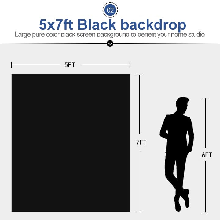 EMART Photo Black Backdrop Curtain, 5 x 7 ft Photography Black Background Fabric Cloth, Back Drops Pack for Photoshoot Party Birthday - size: 5x7ft