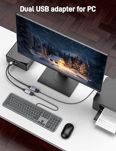 USBA Y Splitter 1 in 2 Out, USB Male to 2 Female Cable for PC, Tablet, Laptop, MacBook, Keyboard, PS4, PS5, Mouse, FlashDrive, LED, Etc. - size: 1 Pack
