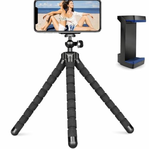 Acuvar Flexible Phone Tripod Stand, Mini Portable Smartphone Tripod with Adjustable Holder for iPhone & Android, Lightweight Tripod for Vlogging, TikTok & YouTube - style: Tripod + Smartphone Mount