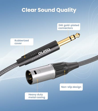 Tisino 1/4" to XLR Cable, 6.35mm TRS to XLR Male Nylon Braid Quarter inch TRS to XLR Male Balanced Interconnect Microphone Cord Patch Cable - 10ft - size: 10 feet