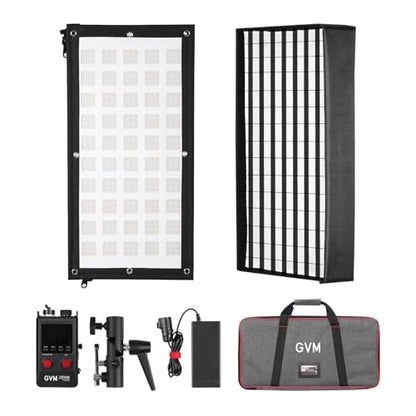 GVM ZipTile Z150B Bi-Color Flexible LED Video Light 2700K~6800K, 15500 lux/m 150W Output Panel Light, 12 Lighting FX with Honeycomb Grid Soft Box, Support App Control for Studio Photography Lighting