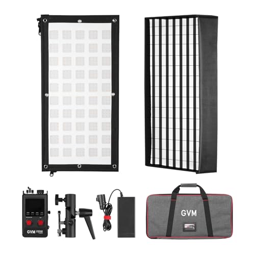 GVM ZipTile Z150B Bi-Color Flexible LED Video Light 2700K~6800K, 15500 lux/m 150W Output Panel Light, 12 Lighting FX with Honeycomb Grid Soft Box, Support App Control for Studio Photography Lighting