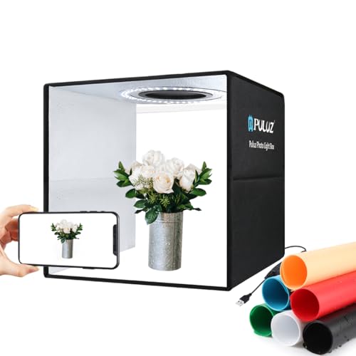 Lightbox, PULUZ 11.8"/30cm Photo Studio Light Box, Portable Picture Box Adjustable Brightness, Folding Professional Light Box Photography with Led Lights and 6 Colors Backdrops for Product Photography - color: 11.8x11.8x11.8in