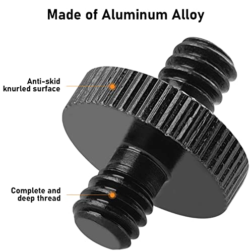 1/4" Male to 1/4" Male Threaded Tripod Screw Adapter Double Head Stud Standard Mounting Thread Converter for Camera Cage Mount Light Stand Monopo Shoulder Rig Tripod Black-6 Packs - color: 6 Packs