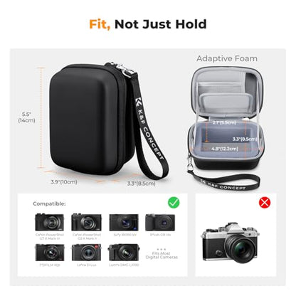 K&F CONCEPT Carrying Case for Digital Camera, Hard Shell Protective Travel Case Compatible with Ricoh GR III/GR IIIX/for Sony ZV-1 RX100/ for Canon G7X Mark III/G5X Mark II (Case Only) - color: Black