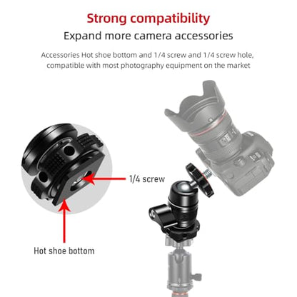 Andoer Mini Ball Head Adapter Monitor Mount Cold Shoe Adapter Aluminum Alloy with 1/4 Inch Screw for Mounting Camera Monitor Microphone LED Video Light