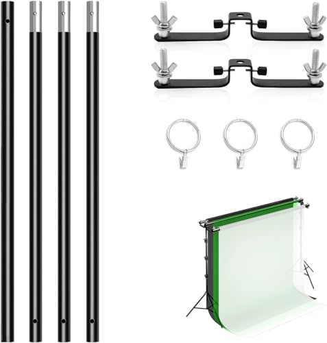 10ft/3M Background Folding Crossbar, Photography Lighting Muslin Backdrop Support Crossbar, 1 x 3m Crossbar, 2 x Mount,3 x Clip - size: 1 x Crossbar / 2 x Mount