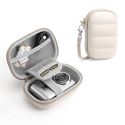 Digital Camera Case Compatible with CAMKORY DC403/ KODAK PIXPRO FZ55/ FZ45/ STUOGYUM DC402-AF, Small Hard Shell Bag with SD Card Storage for Travel (Beige - color: Beige