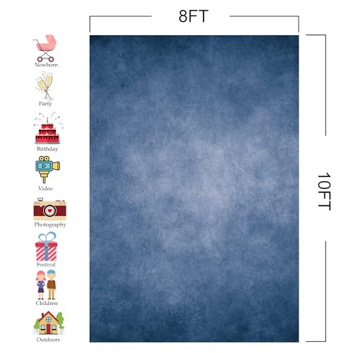 8x10FT Abstract Blue Photography Backdrop Professional Studio Background for Portrait Product Video Photo Props Photoshoot - color: Blue