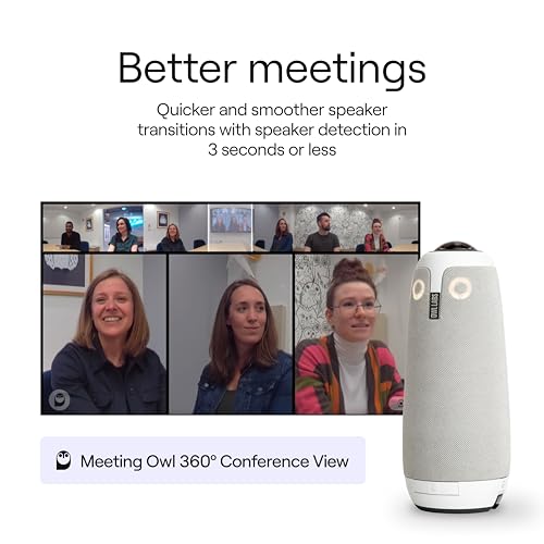 Meeting Owl 3 Premium Pack: 360-Degree, 1080p HD Smart Video Conference Camera, Microphone, and Speaker (Automatic Speaker Focus & Smart Zooming and Noise Equalizing)