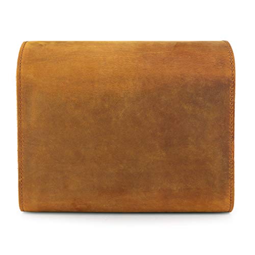 MegaGear Pebble Genuine Leather Camera Messenger Bag for Mirrorless, Instant and DSLR Cameras - color: Camel