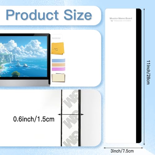 2PCS Monitor Memo Board, Acrylic Sticky Note for Computer Screens,Transparent Side-Mount Memo Panel for Computer Screens, Space-Saving Office Organization Tool with Side-Mount Design