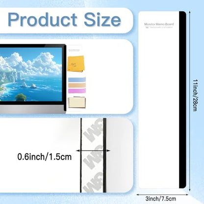 2PCS Monitor Memo Board, Acrylic Sticky Note for Computer Screens,Transparent Side-Mount Memo Panel for Computer Screens, Space-Saving Office Organization Tool with Side-Mount Design