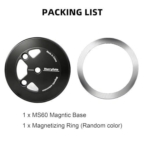 Magnetic Phone Mount Plate with 1/4"-20 Thread & Cold Shoe, N52 Strong Magnet 15N Hold, Aluminum Camera Mount Adapter for iPhone MagSafe, Tripod, Ball Head, Vlogging & Filming Rig (Black) - color: Black