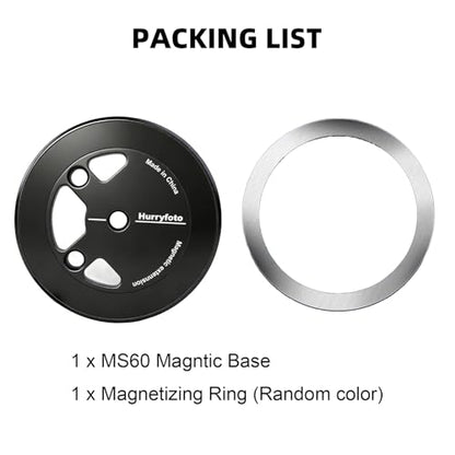 Magnetic Phone Mount Plate with 1/4"-20 Thread & Cold Shoe, N52 Strong Magnet 15N Hold, Aluminum Camera Mount Adapter for iPhone MagSafe, Tripod, Ball Head, Vlogging & Filming Rig (Black) - color: Black