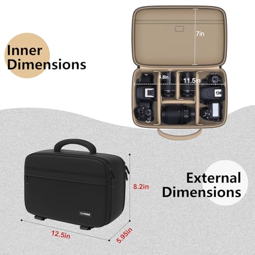 LTGEM Camera Bag Compatible with Canon/Sony/Nikon DSLR Camera, Camera Sling Bag Double-sided Opening for Travel, with Tripod Strap, Shoulder Strap and 6 Divider(Gray) - color: Gray