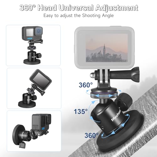 Magnetic Camera Mount for Action Camera, Super Strong Rubber Magnet with 360° Rotation Ball Head, 1/4"-20 Male Thread Screw, Magnet Camera Stand for GoPro, Insta 360, DJI Osmo Action Nano - color: C1302-New