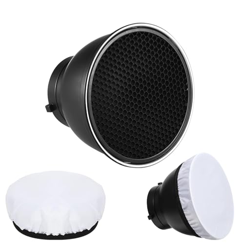 7" Standard Reflector Lamp Shade Dish Diffuser with 60° Honeycomb Grid for Bowens Mount Studio Strobe Flash Light Speedlite (with Soft Cloth)