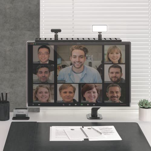 Mount Plus MDS12-2 All-In-One VESA Compatible Monitor Shelf for Device Organizer | Perfect for Online Meetings and Live Streaming Such As Cameras, Microphones, Spotlights, Webcams | Height Adjustable