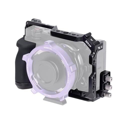 Nitze ZR Cage for Nikon ZR Camera, with Silicone Grip, Cable Clamp, Cold Shoe and Arca-Type Plate, Compatible with DJI RS Series Gimbals & MOFAGE Poco Drop-in Filter Lens Mount Adapter - T-N08B
