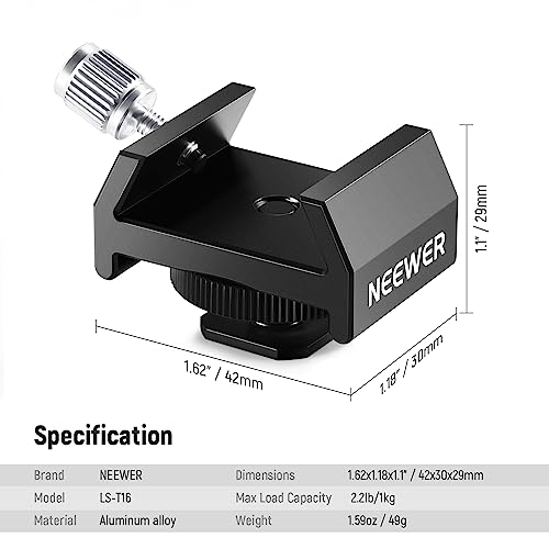 NEEWER Telescope Finderscope Mount Adapter All Metal with Cold Shoe & 1/4" Thread for Camera Hot Shoe Mount, Standard 1.3in/33mm Finder Dovetail Base for Sky Astrophotography, LS-T16