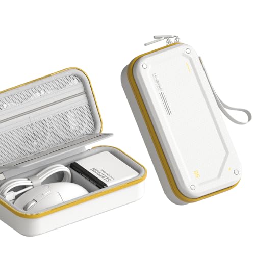 Hagibis Electronic Organizer Traveling Case Bag EVA Hardshell PU Portable Carrying Pouch for Mouse, Charger, Cables, Power Bank, SD Cards, USB Flash Disks, Accessories (White) - color: White