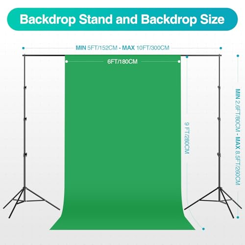 EMART 8.5 x 10 ft Backdrop Support System, Professional Photography Lighting Kit with 50W LED Blub, Reflector, Backdrop *3, Heavy Duty Sandbag *4, Umbrellas&Softbox Lighting Kit for Studio, Portrait