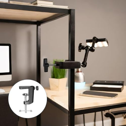 HARFINGTON 2 Pcs Metal Table Clamp Mount 2.3" Hole Dia Clamp for Desk Lamp Mount Stand Universal Cantilever Bracket with Adjustable Screw Plastic Handle for Microphone Arm Lamp Stand, Black - size: 2.3", style: Plastic Handle