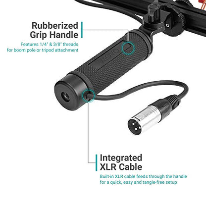 Movo BWS1000 Blimp Wind & Vibration Protection System for Shotgun Microphones - Features 12-point Internal Shockmount, Integrated XLR Cable, Furry Deadcat Windscreen & Grip Handle with Boom Attachment