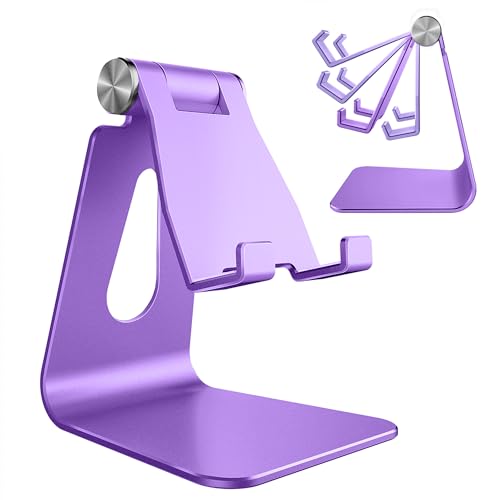 CreaDream Adjustable Cell Phone Stand, Phone Stand, Cradle, Dock, Holder, Aluminum Desktop Stand Compatible with Phone 15 14 13 12 11 Pro Max Plus SE, Accessories Desk, All Mobile Phones-Dark Purple - color: Dark Purple