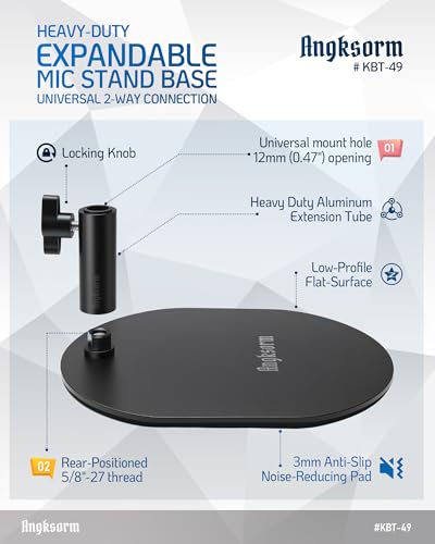 Low Profile Desktop Mic Stand Weighted Base Table Mount For Microphone Suspension Boom Scissor Gooseneck Arm Stand Holder with Adjustable Screw - KBT-49 Metal Base - size: KBT-49 Metal Base