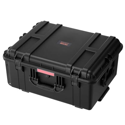 VEVOR Weatherproof Hard Case, Heavy Duty Protective Dry Box Case with Pre-Cut Foam, Wheel Retractable Pull Handles for Travel, Hunt, Military, Tactical, IP67 Waterproof Case for Camera(24.8*19.7*12.5) - size: 24.8*19.69*12.52in