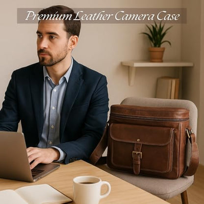 Leather DSLR Camera Bag Handmade Vintage Camera Shoulder Messenger Bag Camera Satchel Leather Camera Bags for Photographers and Men and Women | Gift for him