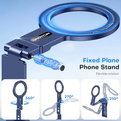 OMOTON TP03 [Ultra-Slim] for MagSafe Tripod, 360° Rotating Magnetic Phone Tripod for iPhone 17/16 Pro Max Air Women Men, Fold Cell Phone Stand with 1/4" Screw & Hook Fits Vlog, Live, Travel, Blue - color: Blue