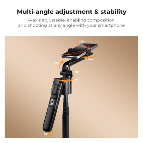 K&F CONCEPT 71“ Face Tracking Tripod, Auto Face Tracking Selfie Stick, Auto Face Tracking Tripod 360 Totation with Stand, Gesture Control, Remote Control, Compatible with iPhone Android Pocket 4/3 - style: Without Fill Light