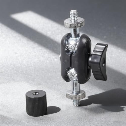 Aluminum Alloy 16mm Ballhead 1/4" Screw Miniature Ball Head Adapter for DSLR Camera Tripod Mount 360rotatable Design Compactly Size Camera Ball Head - color: Silver