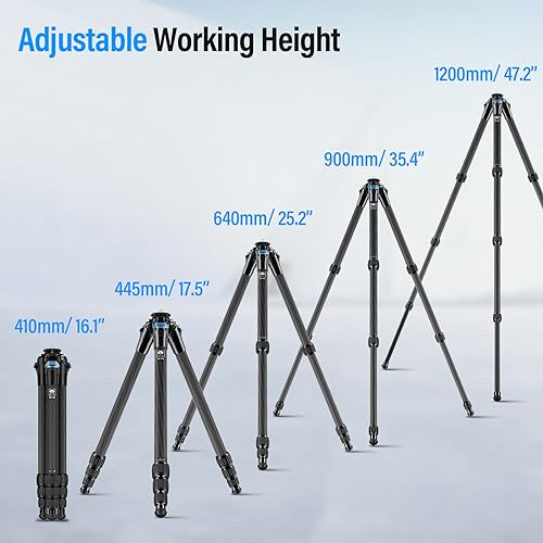 SIRUI AM-284 Carbon Fiber Tripod for Travel, Professional Camera Tripod with 4-Section Legs, Twist Leg Locks, Detachable Metal Spikes, Loads up 33LB, Max Height 47.2“ - size: AM-284, style: AM-284 Heavy Duty Tripod Legs Only