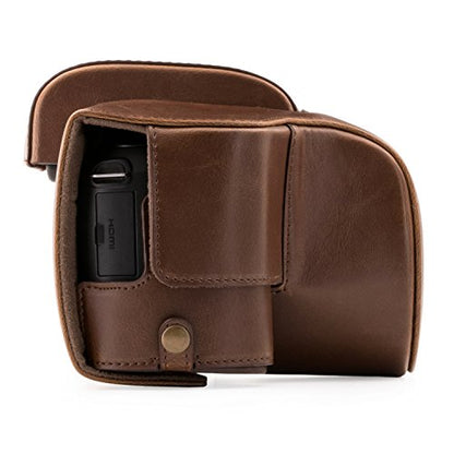 MegaGear Panasonic Lumix DC-FZ80, FZ82 Ever Ready Leather Camera Case and Strap, with Battery Access - Dark Brown - MG1224 - color: Dark Brown