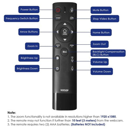 Zoom Certified NexiGo N950P Pro 4K Zoomable Webcam with Remote and Software Control, Sony Starvis Sensor, 5X Digital Zoom, Web Camera with Dual Stereo Mics (Renewed) - style: 4K Webcam w/ Remote