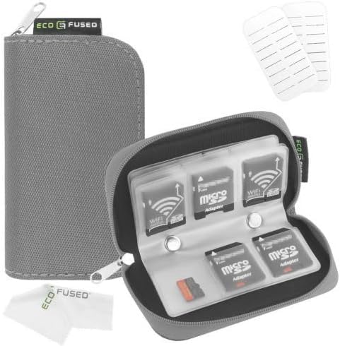 Eco-Fused Memory Card Case - Fits up to 22x SD, SDHC, Micro SD, Mini SD and 4X CF - Holder with 22 Slots (Grey / 22 Slots - 1 Pack) - color: Grey / 22 slots - 1 pack