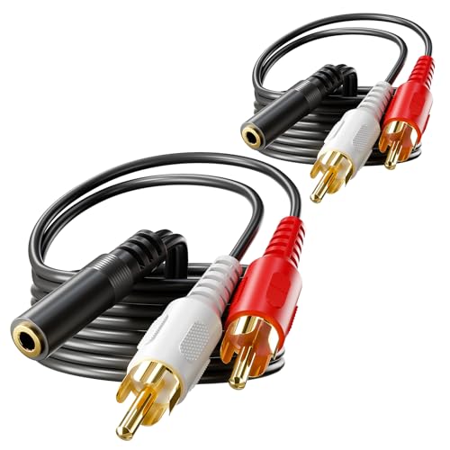 VCE 3.5mm Female to 2 RCA Splitter Male Stereo Audio Y Cable 2-Pack, Gold Plated Adapter Compatible for TV,Smartphones, MP3, Tablets, Speakers,Home Theater (39 inch) - size: ['39 inches']