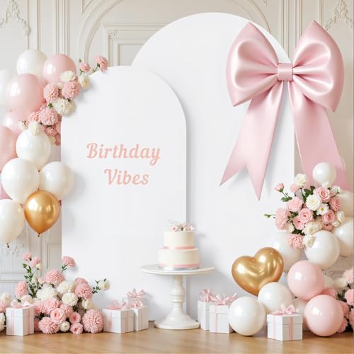 White Arch Backdrop Cover for Wedding, Set of 2 Stretchy Spandex Fitted Arch Stand Cover for Baby Shower, Birthday Party Decor, Chiara Backdrop Cover with Double-Sided Design(7.2FT 6FT, White) - color: White