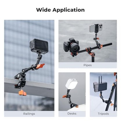 K&F CONCEPT Camera Mount Clamp, Super Crab Clamp with Rotatable Clamping Block, 1/4" and 3/8" Thread Holes for Round Pipe Flat Surface, Camera Mounts, and Other Photographic Accessories