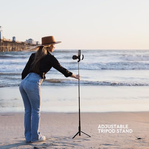 LUME CUBE Content Kit 2.0 - Portable Selfie Phone Grip with Adjustable Tripod Stand, LED Light & Built-in Audio Mic - Selfie Mobile Lighting Kit for Creators