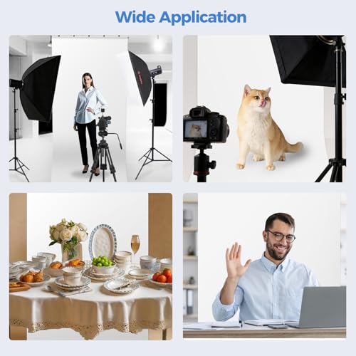 EMART White Photo Backdrop with Stand Kit 10x5ft, Photography White Background Screen with Portable T-Shape Support and 5 Clamps for Video Recording, Meetings, Self Tape - size: 5x10ft