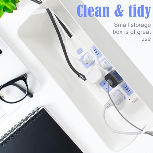 Cable Tidy Box White Cable Box with Bamboo Lid Cable Organiser Cable Management Box for Hiding Cables and Plugs