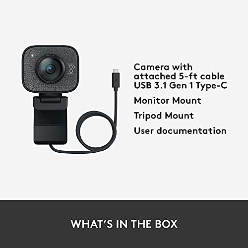 Logitech StreamCam Premium Webcam for Streaming and Content Creation, Full HD 1080p 60 fps, Works with Microsoft Teams, Google Meet, Zoom, Nintendo Switch 2’s new GameChat mode, for PC/Mac – Graphite - color: Graphite