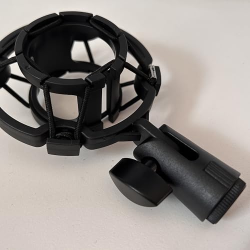 Microphone Shock Mount 1 PACK, Mic Holder Clip for 43-48mm/1.69~1.9in Diameter Condenser Microphone, 3/8 or M16 Internal Thread, with 5/8" Male to 3/8" Female Screw Adapter, Easy to Use (Black) - size: 1 Pack